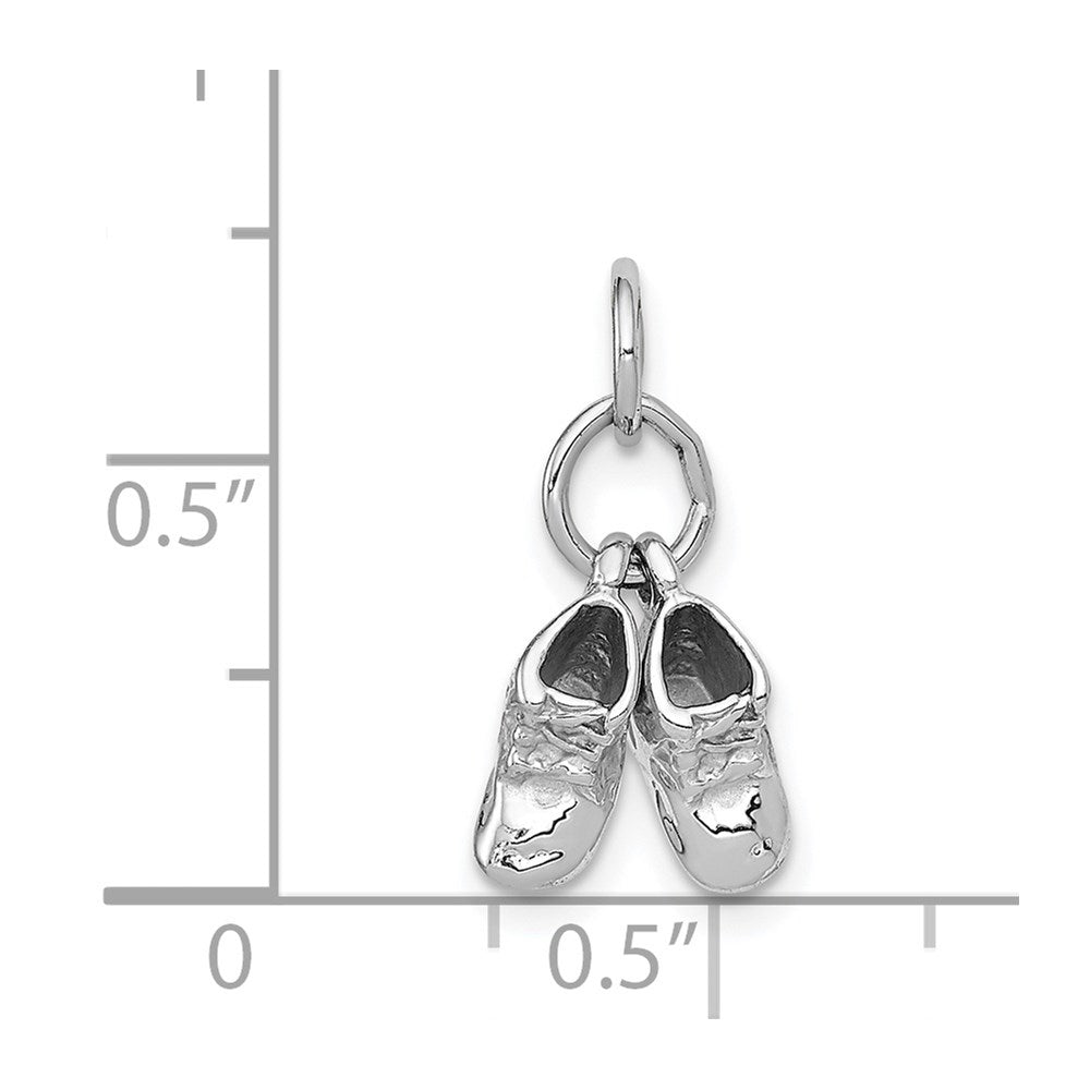 14k 3D Moveable White Gold Baby Shoes Charm