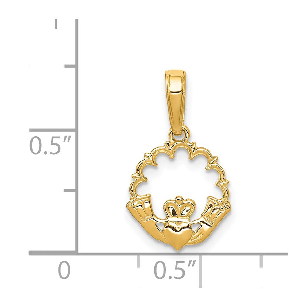 14k Polished Claddagh Pendant