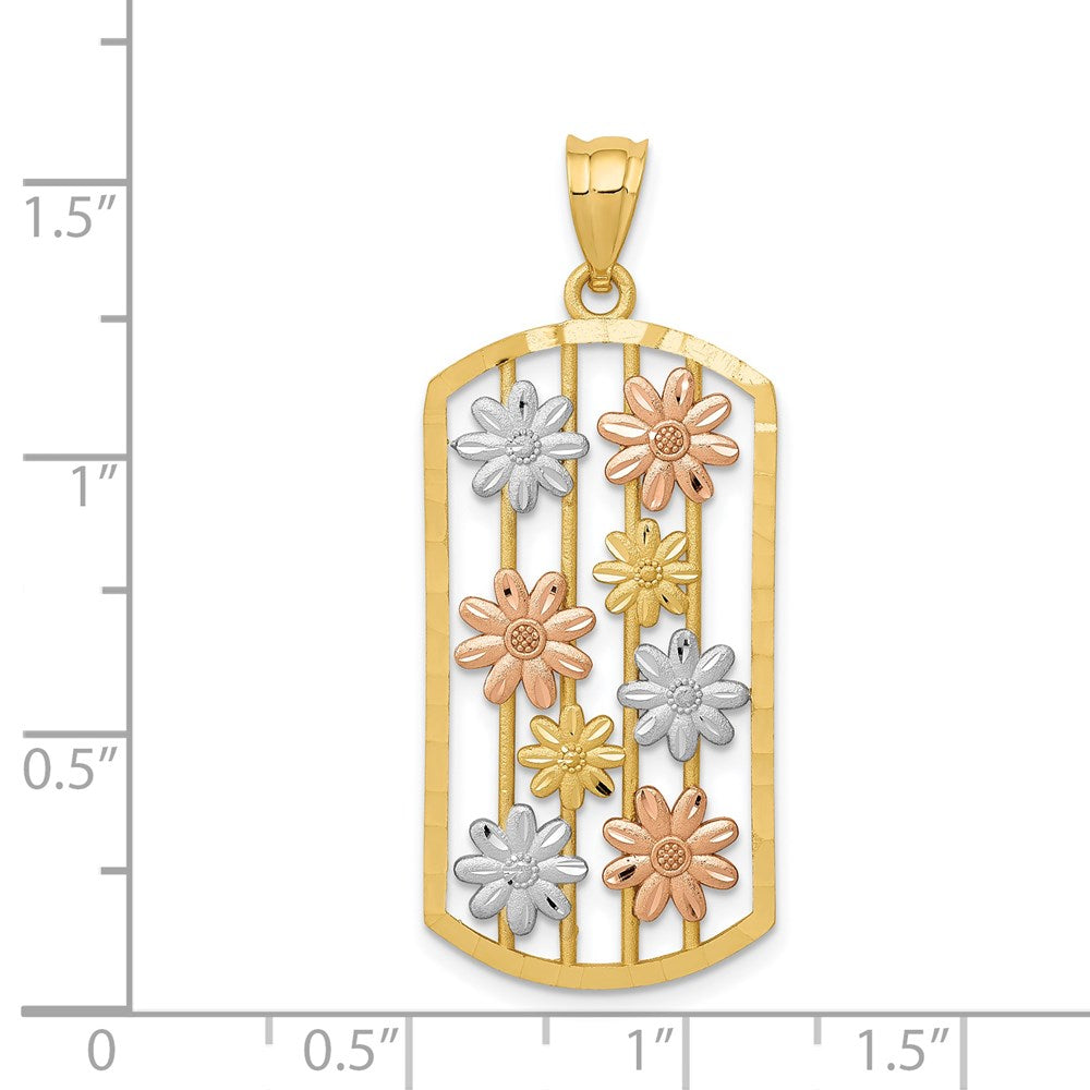 14k Two-tone w/White Rhodium Framed Daisy Pendant