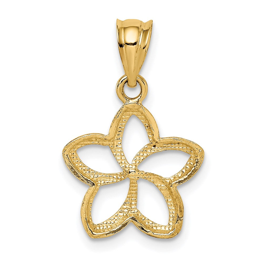 14k Polished Small Cut-out Plumeria Pendant
