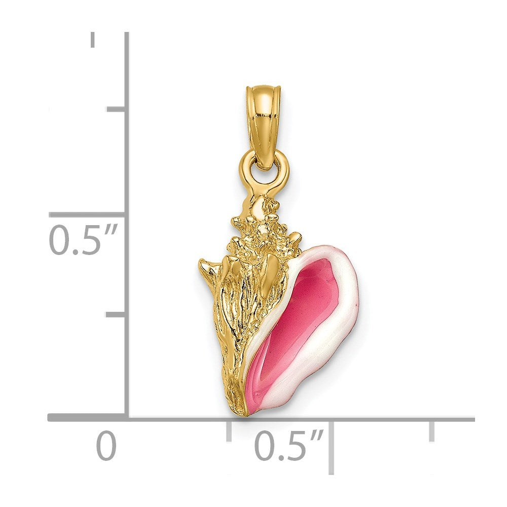 14k Enameled 3-D Conch Shell Pendant