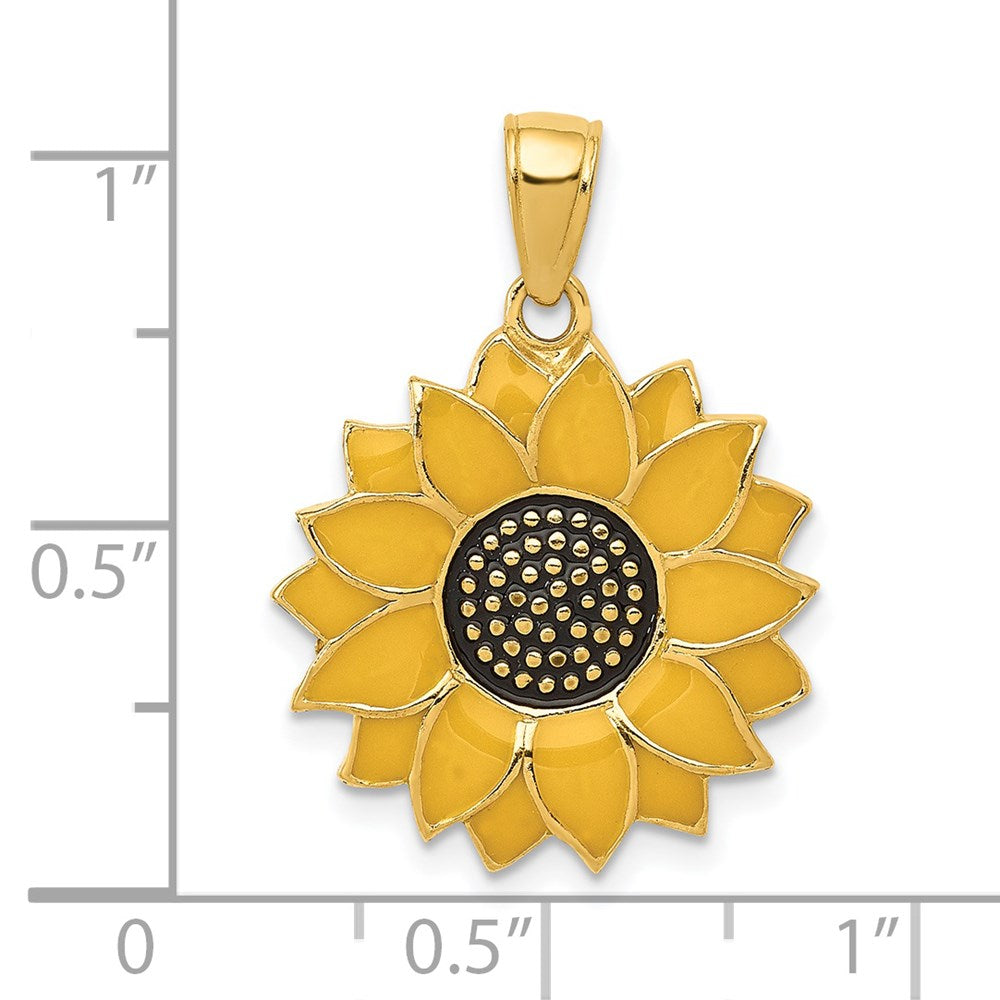 14k Enameled Yellow Sunflower Pendant