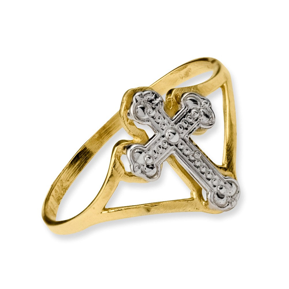 14k w/Rhodium Cross Ring