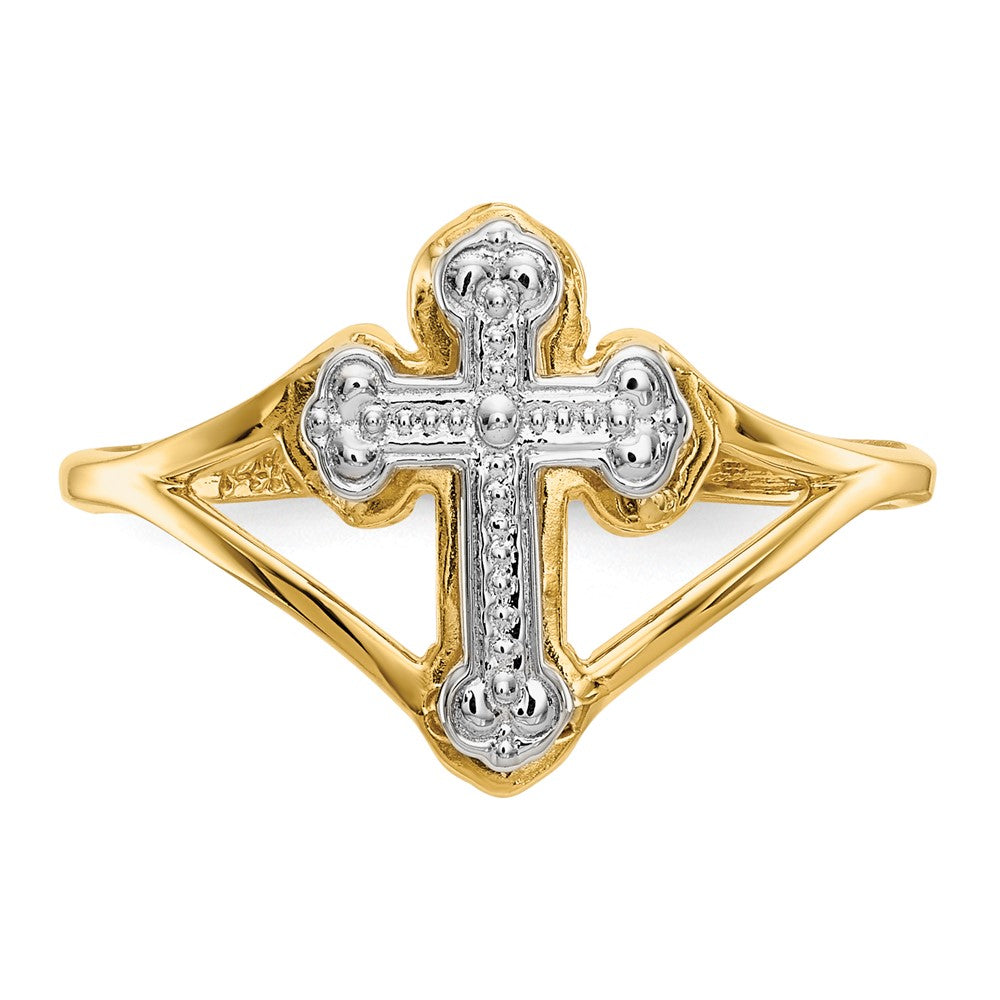 14k w/Rhodium Cross Ring
