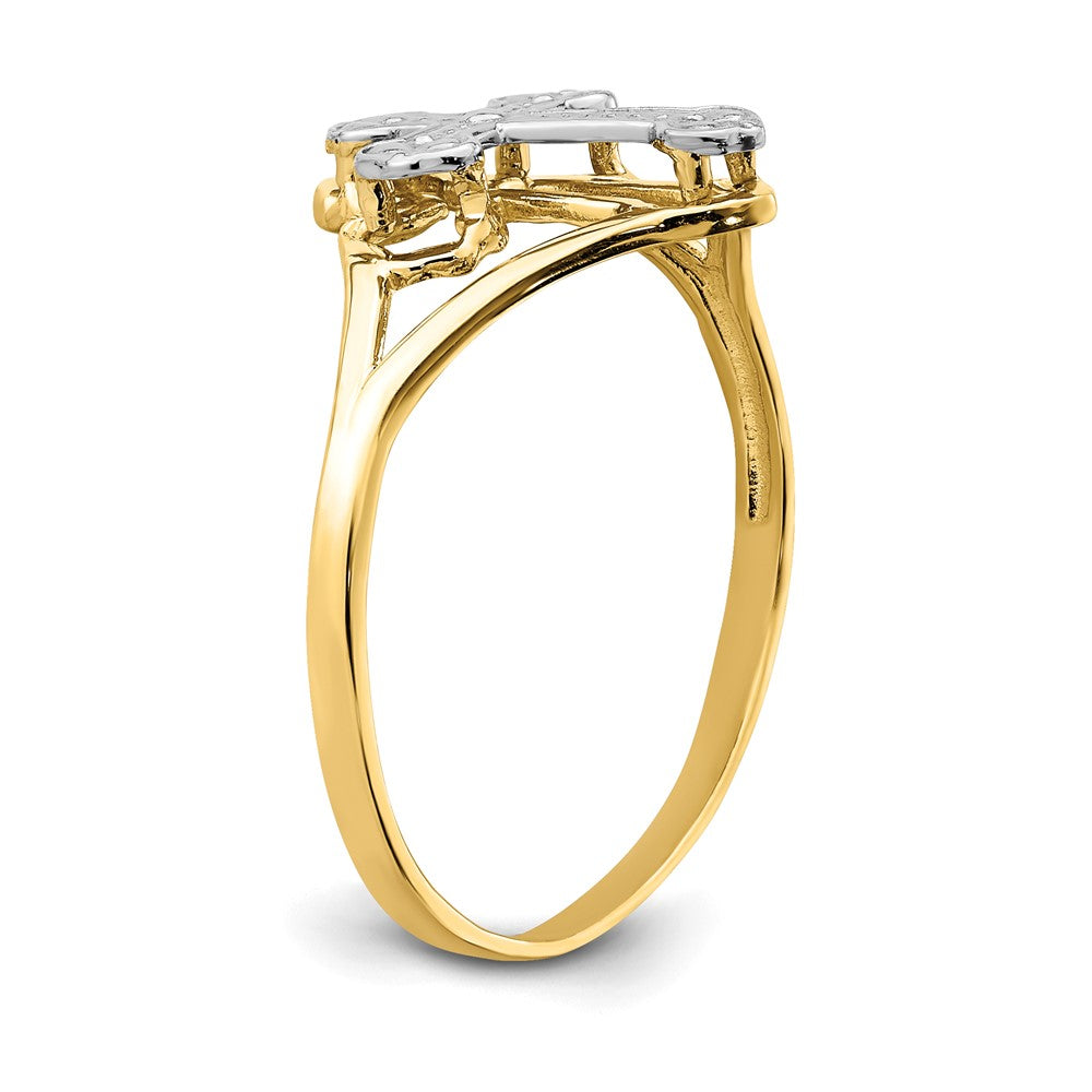 14k w/Rhodium Cross Ring