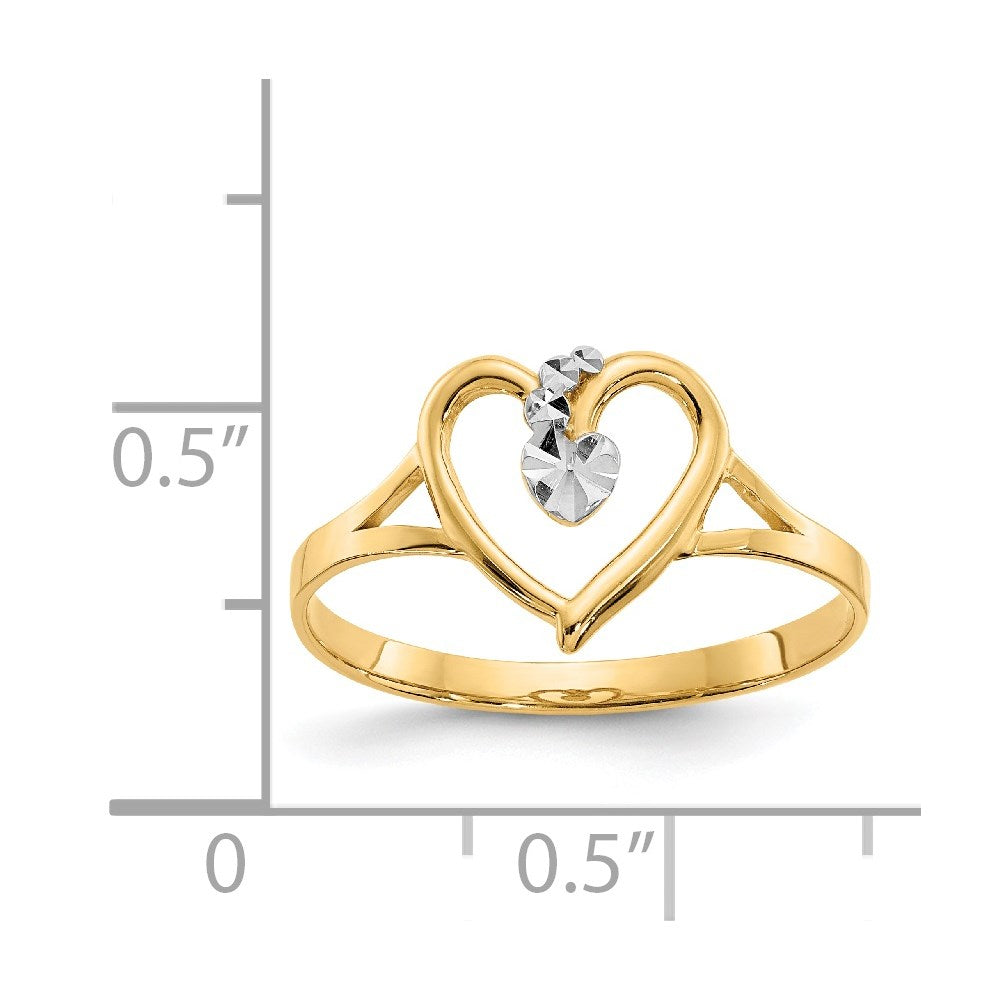 14K and White Rhodium Polished Heart Ring