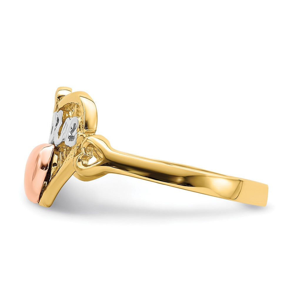 14k Yellow and Rose Gold w/Rhodium Love Heart Ring