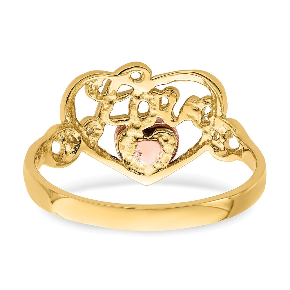 14k Yellow and Rose Gold w/Rhodium Love Heart Ring