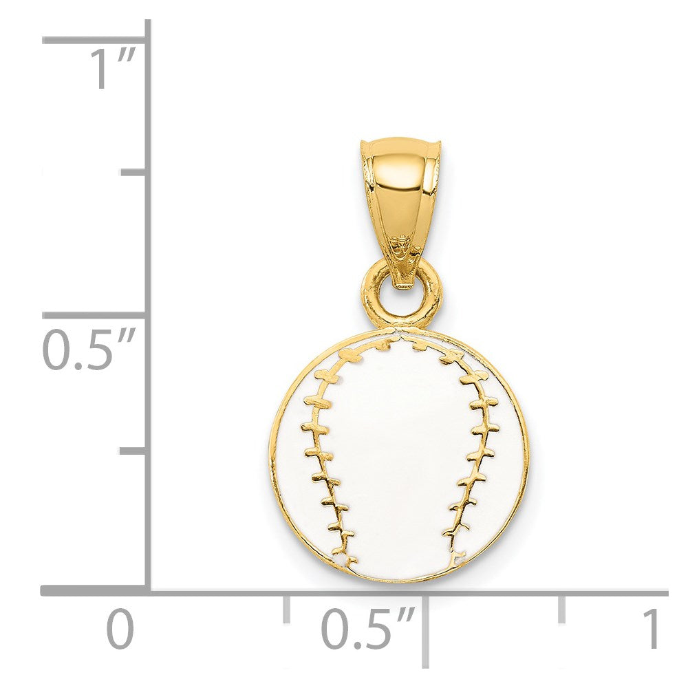 14k Enameled Baseball Pendant