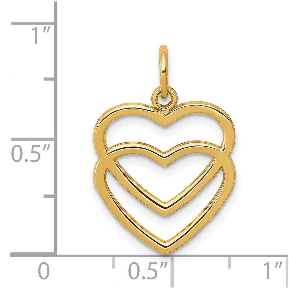 14K Polished Double Heart Pendant