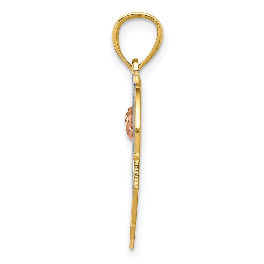 14k Two-tone w/White Rhodium #1 GRANDMA Heart Pendant