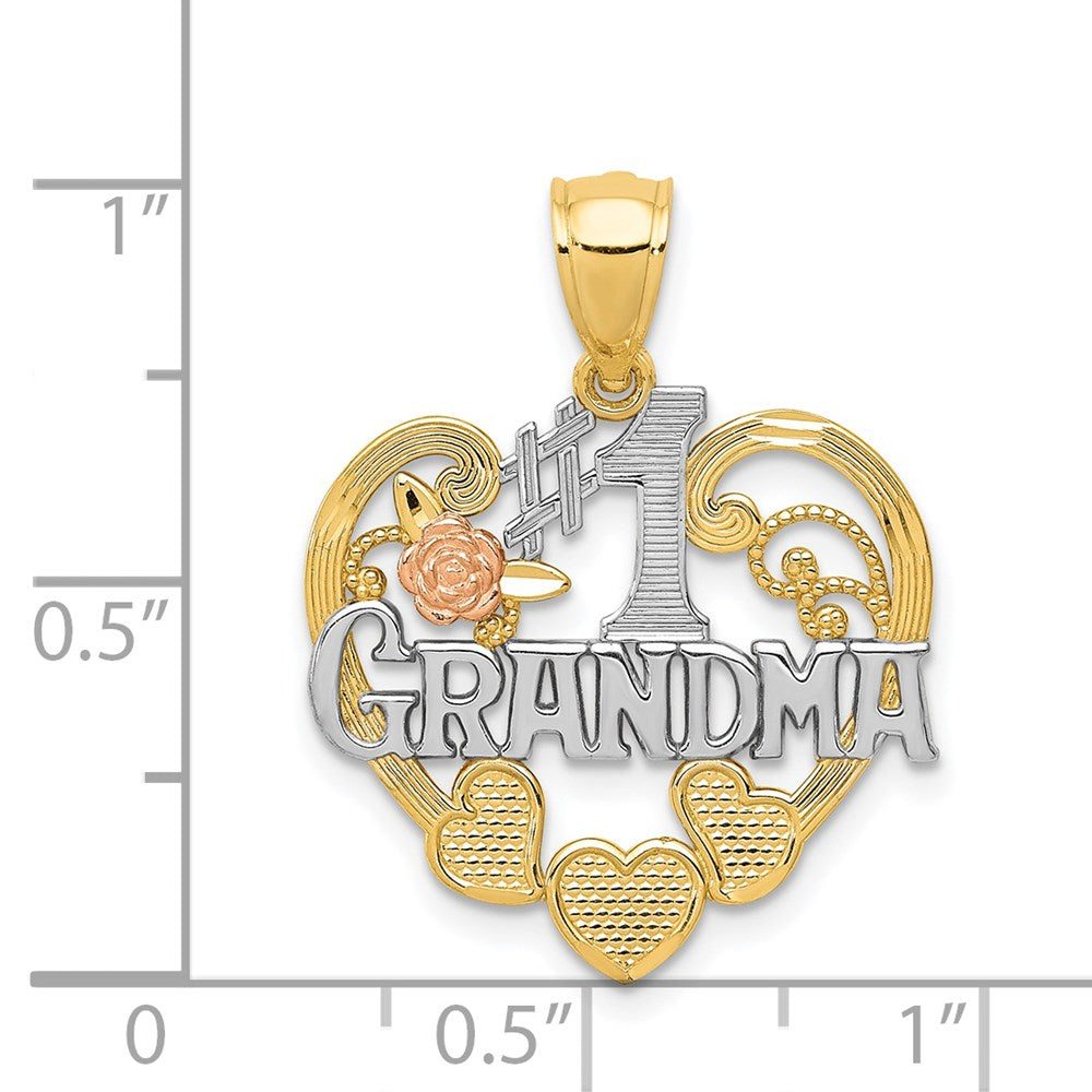 14k Two-tone w/White Rhodium #1 GRANDMA Heart Pendant