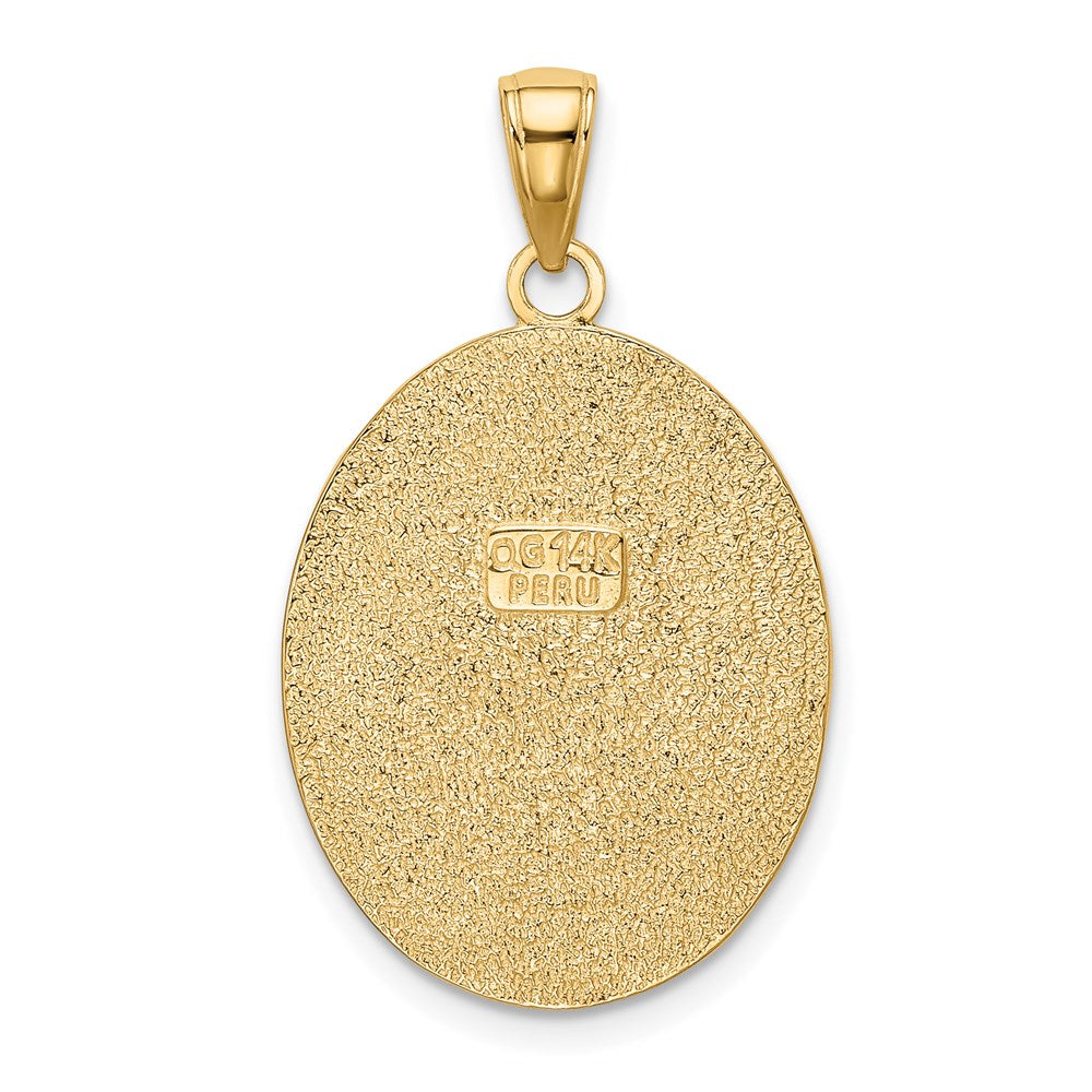 14k Fleur-De-Lis on Oval Disk Pendant