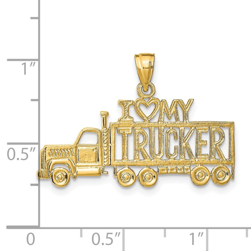 14k I LOVE MY TRUCKER Truck Pendant