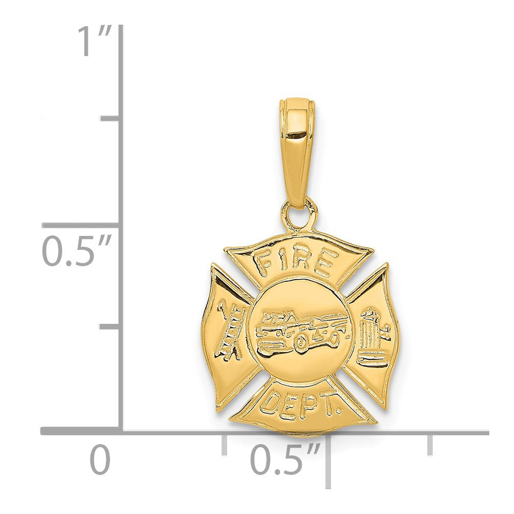 14k FIRE DEPT Shield Pendant