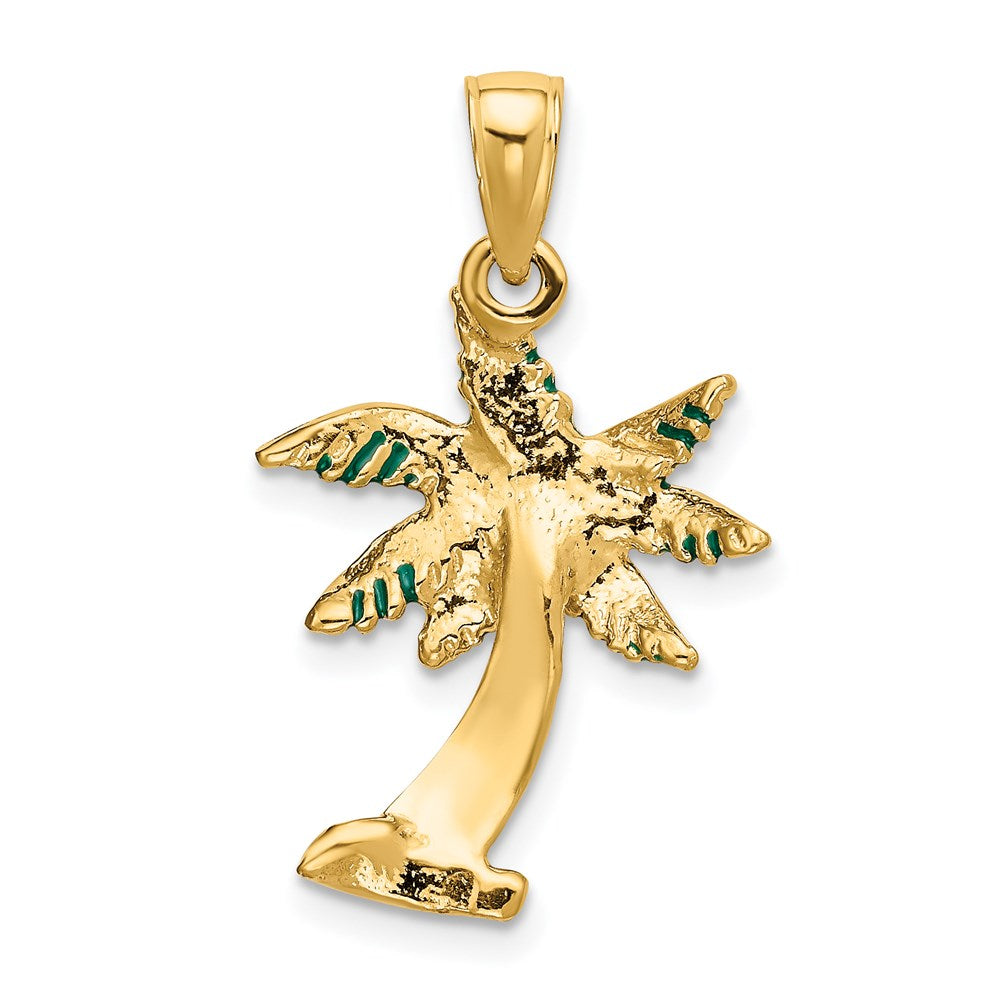 14k Enameled Palm Tree Pendant