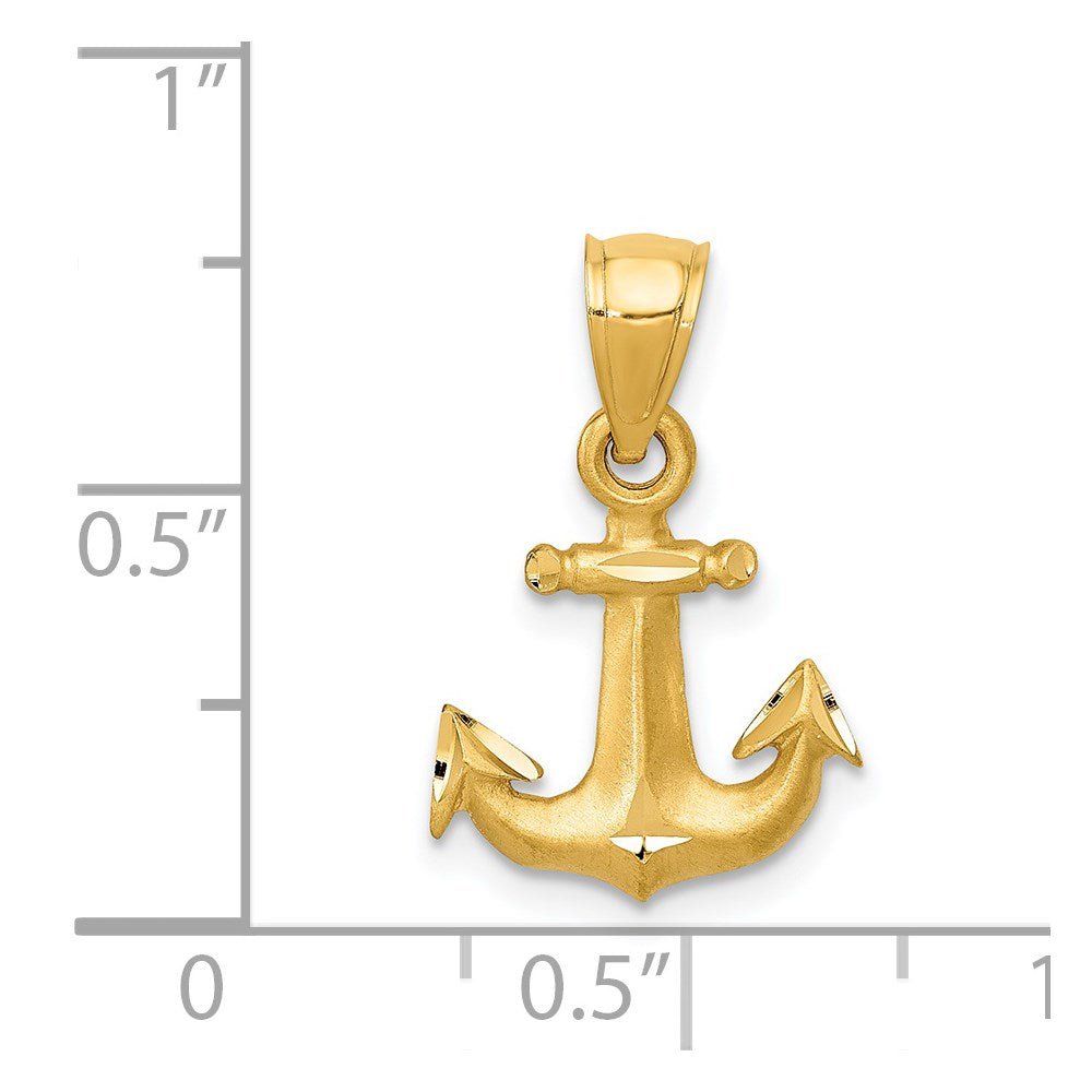 14K Diamond-cut Anchor Pendant