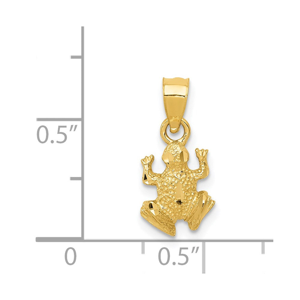 14K Diamond-cut Frog Pendant