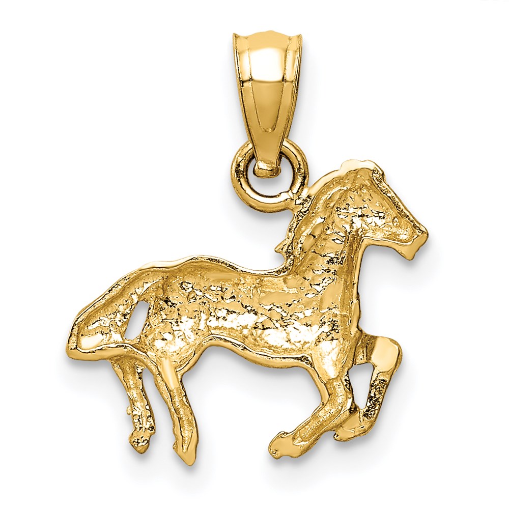 14K Diamond-cut Horse Pendant