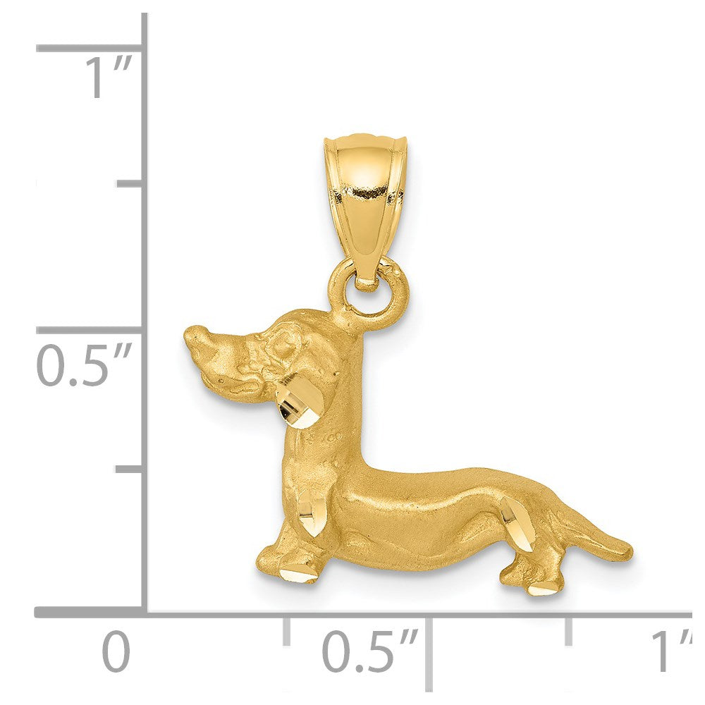 14K Diamond-cut Dachshund Pendant