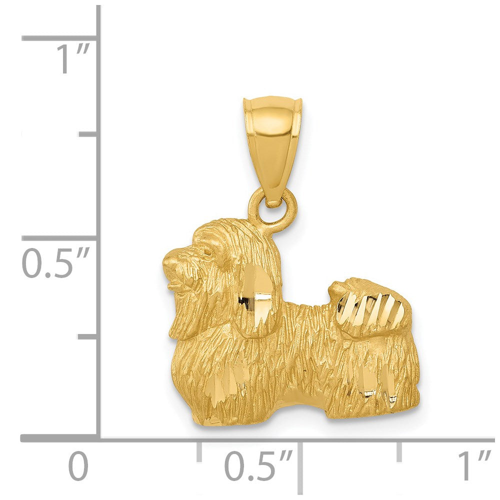 14K Diamond-cut Shih Tzu Pendant