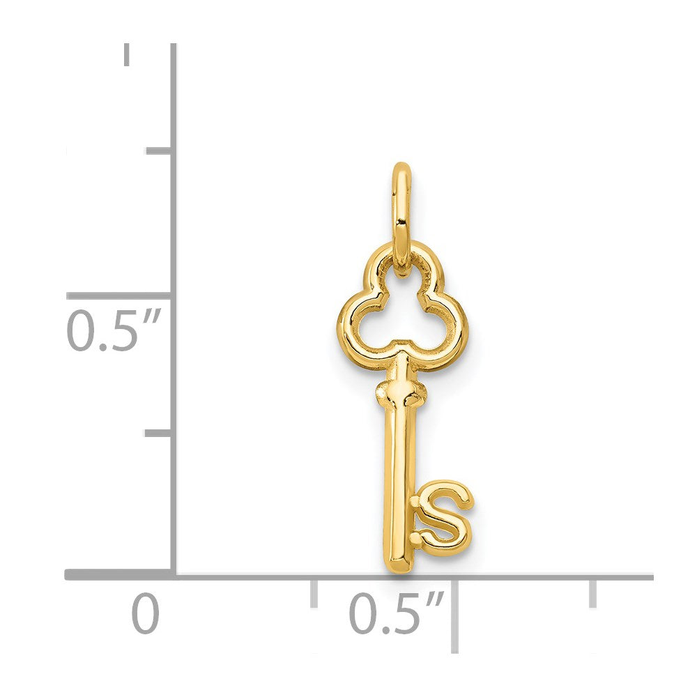 14k Key Letter S Initial Charm