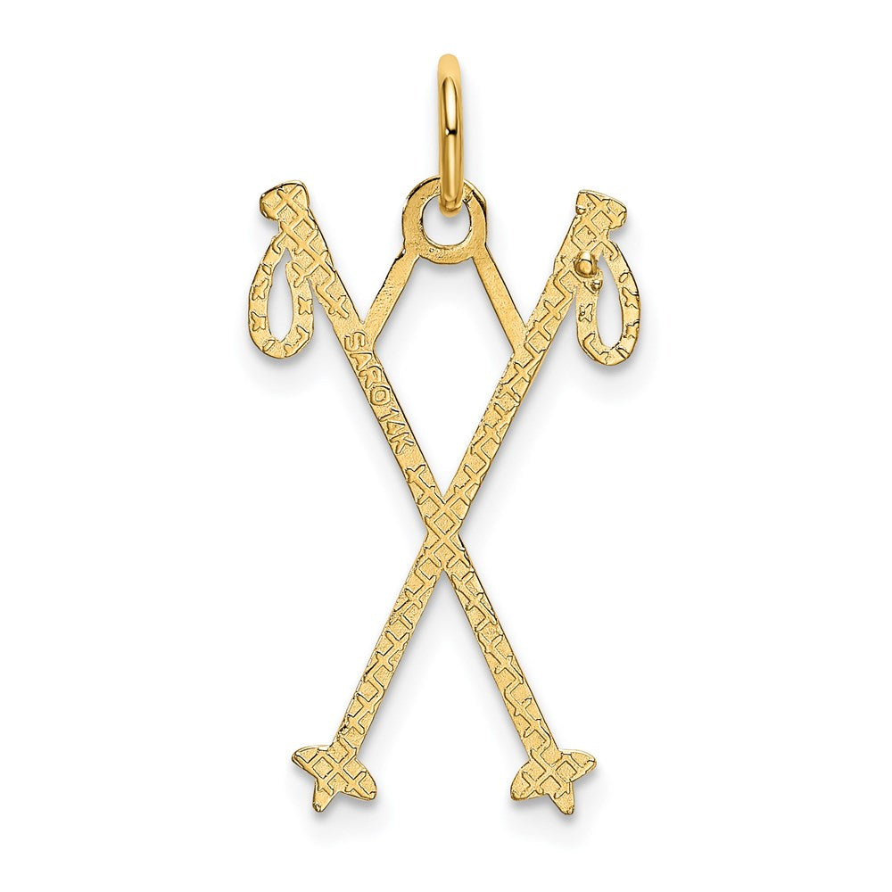 14k Ski Poles Charm