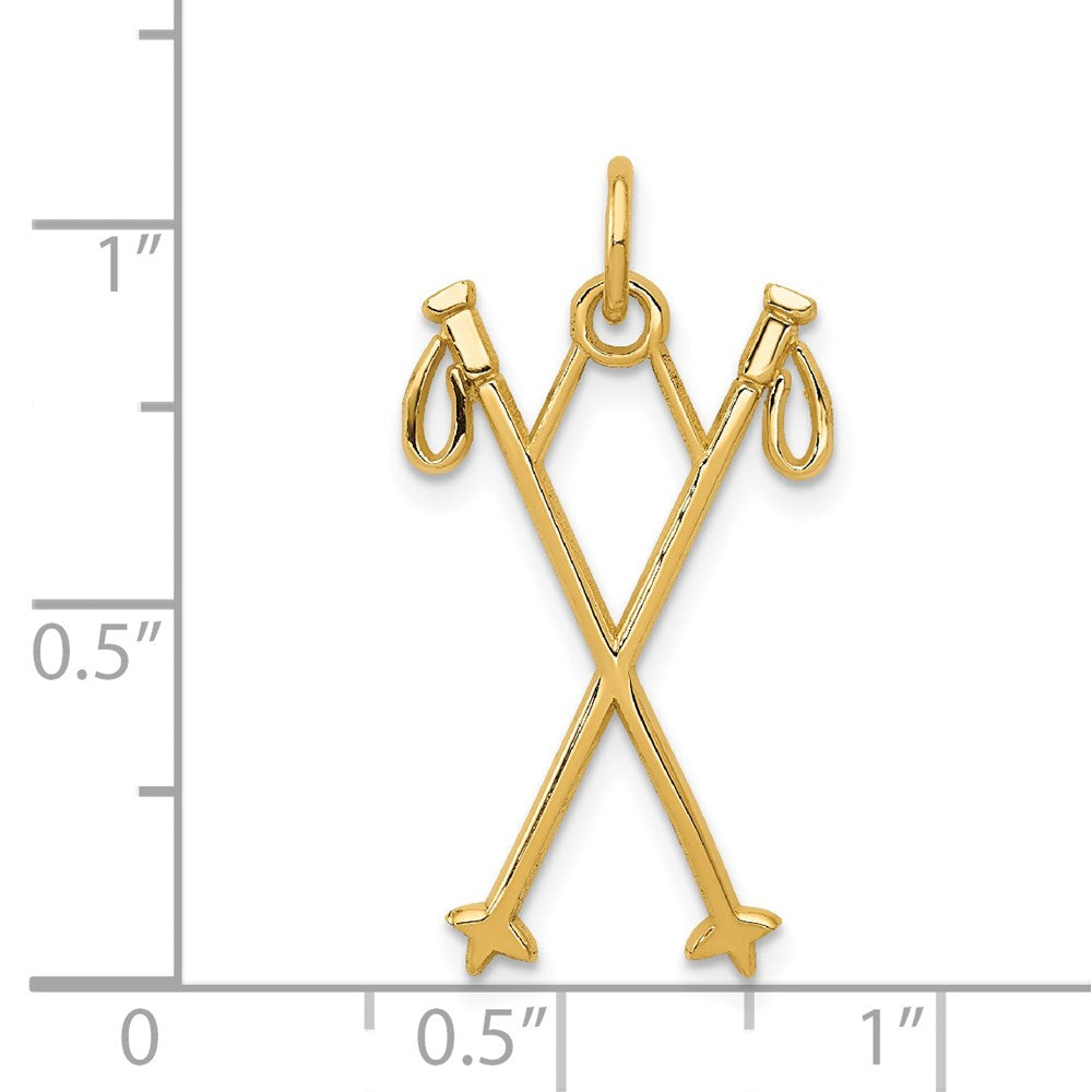 14k Ski Poles Charm