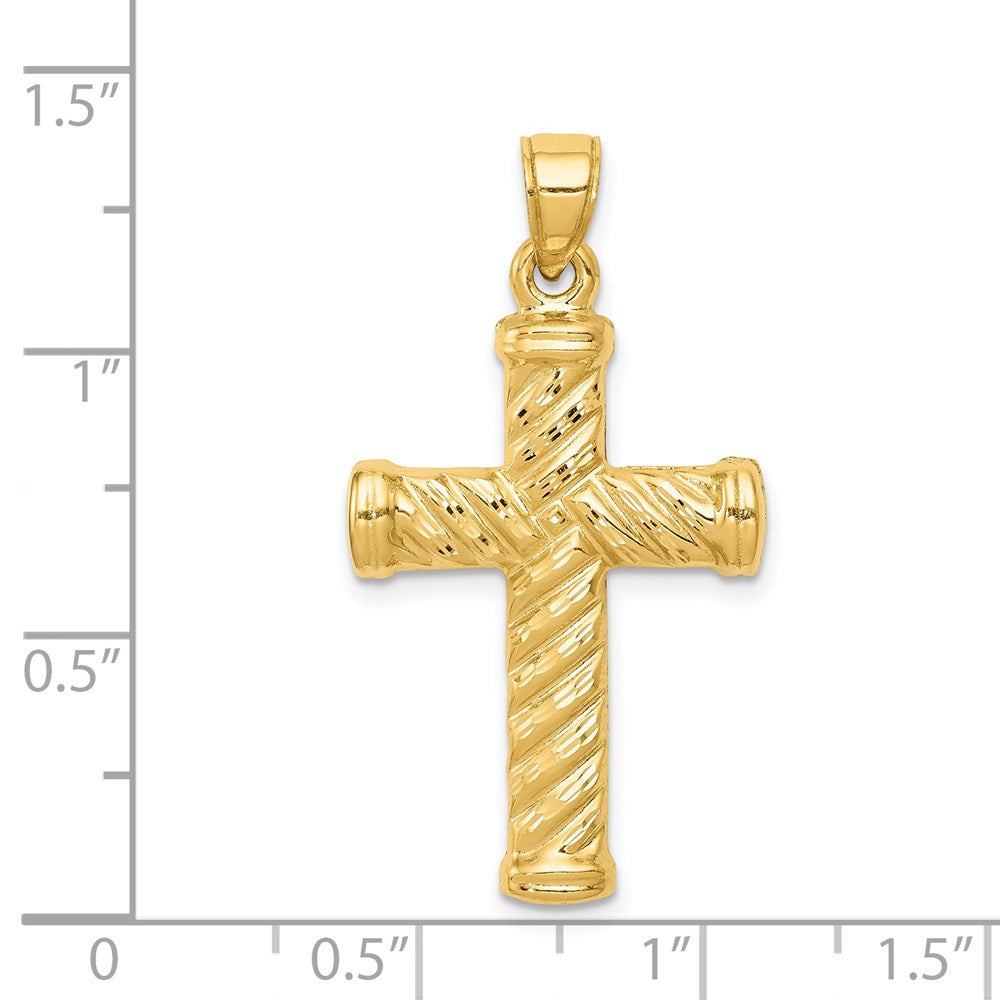 14k Reversible Diamond-cut Cross Pendant