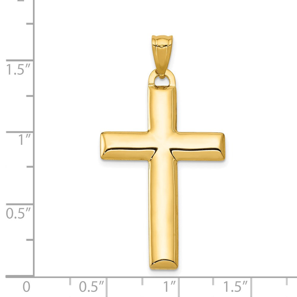 14K W/Rhodium Reversible Yellow/White Cross Pendant