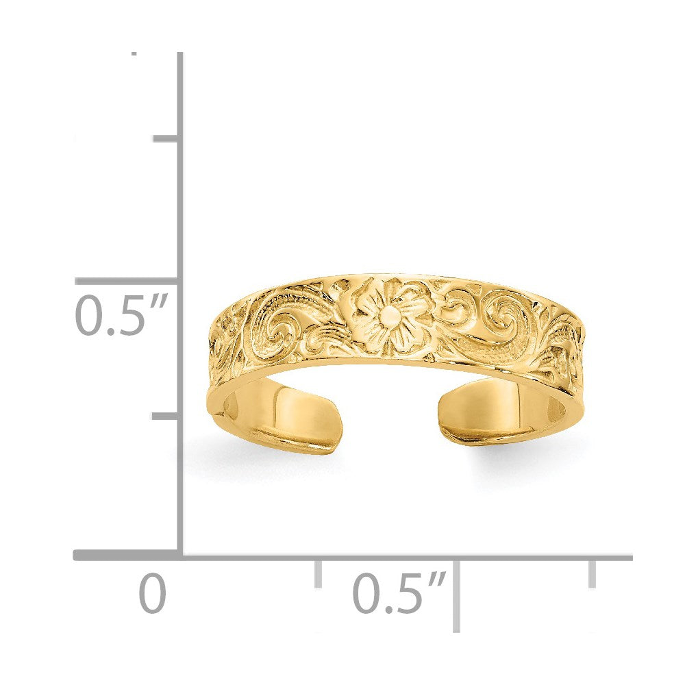14k Flower/Scroll Toe Ring