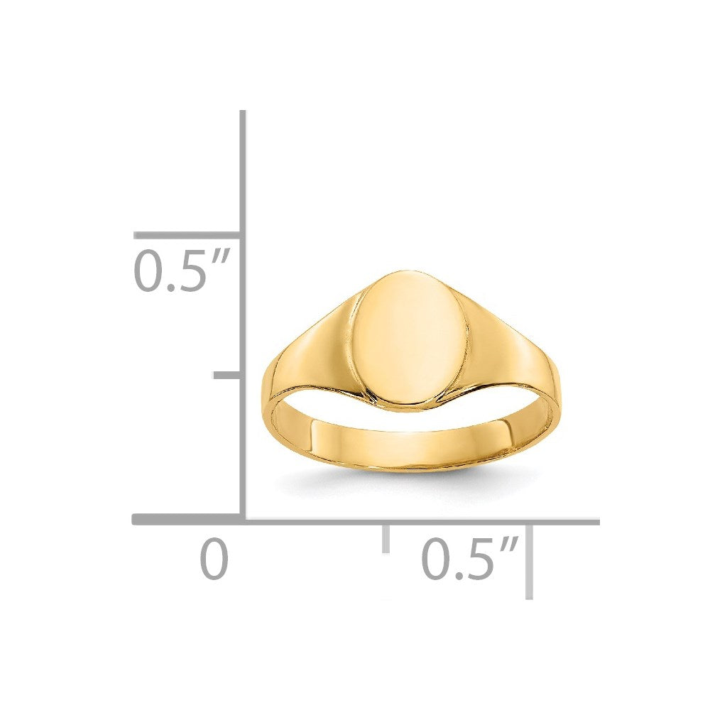 14k High Polished Oval Closed Back Baby Signet Ring