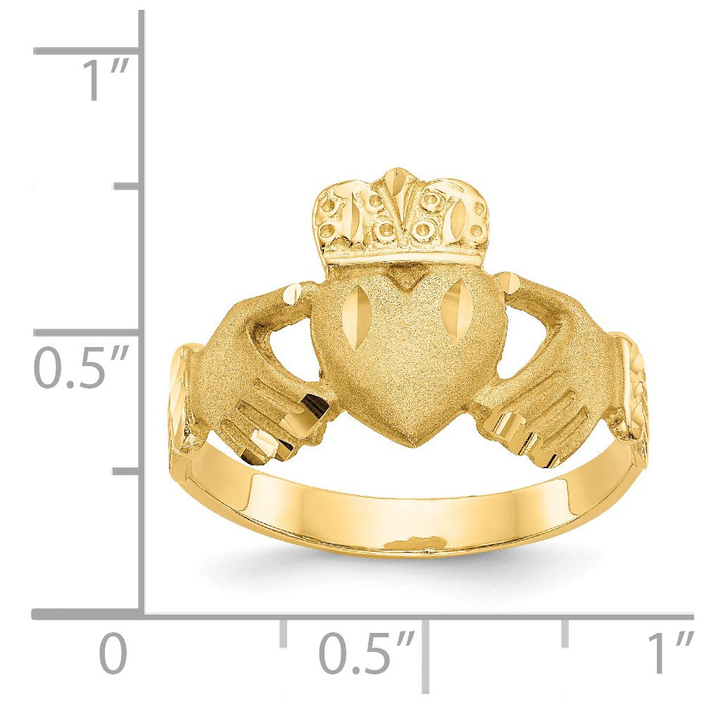 14K Diamond-cut Claddagh Ring