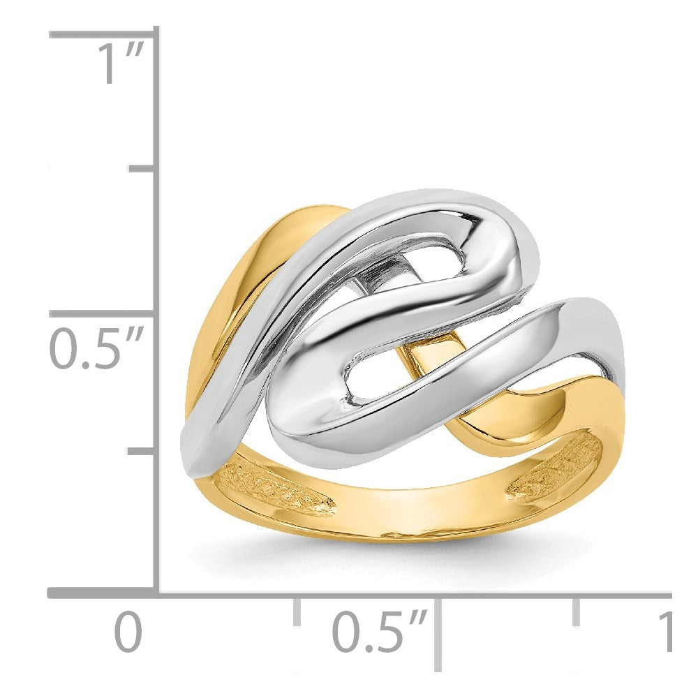 14K Two-Tone Swirl Ring