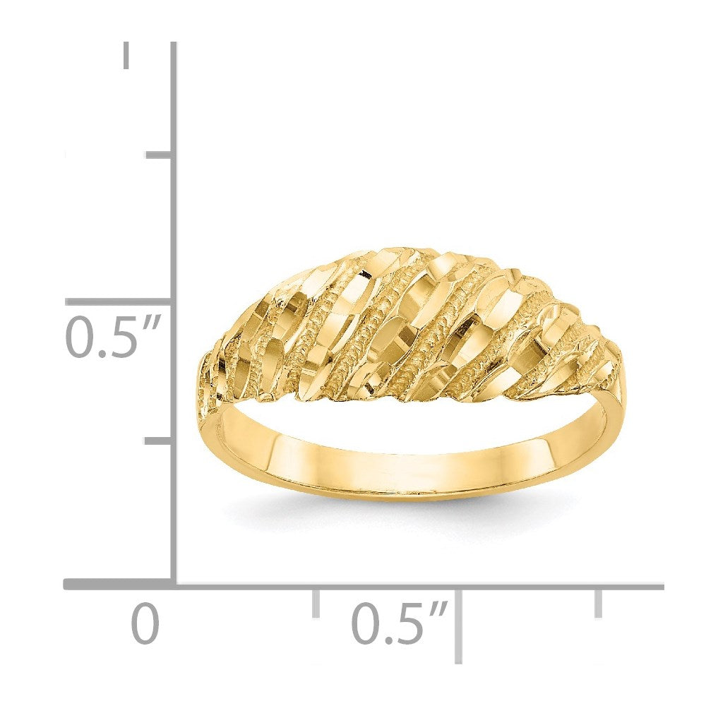 14K Diamond Cut Dome Ring