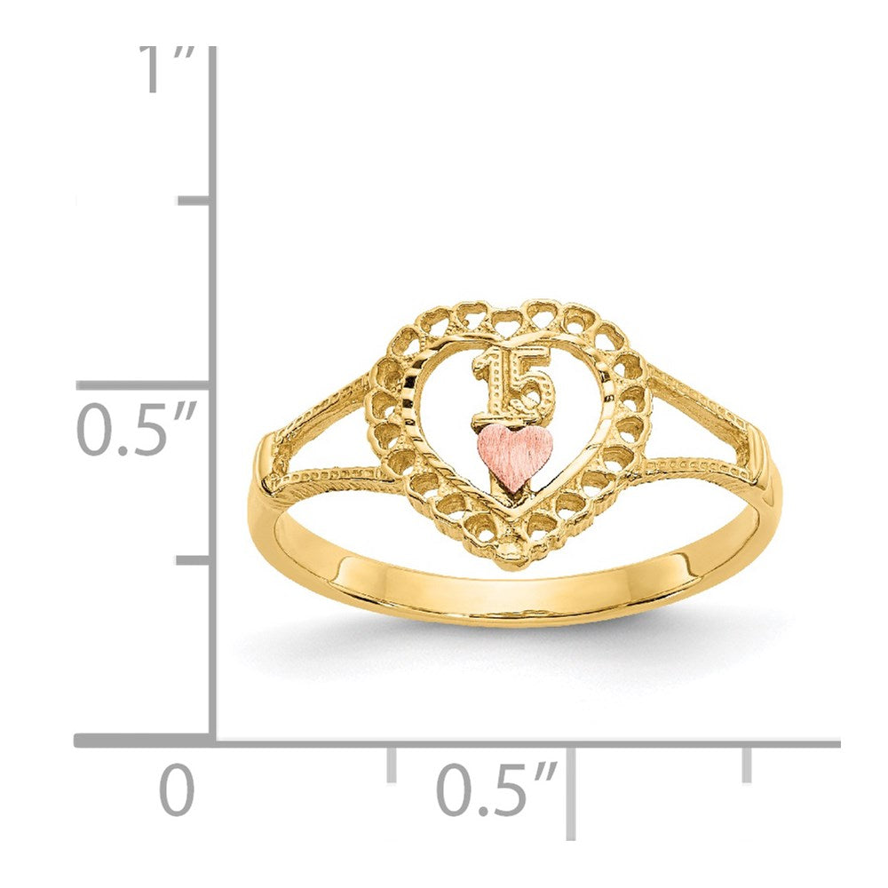 14K Two-tone 15 Heart Ring