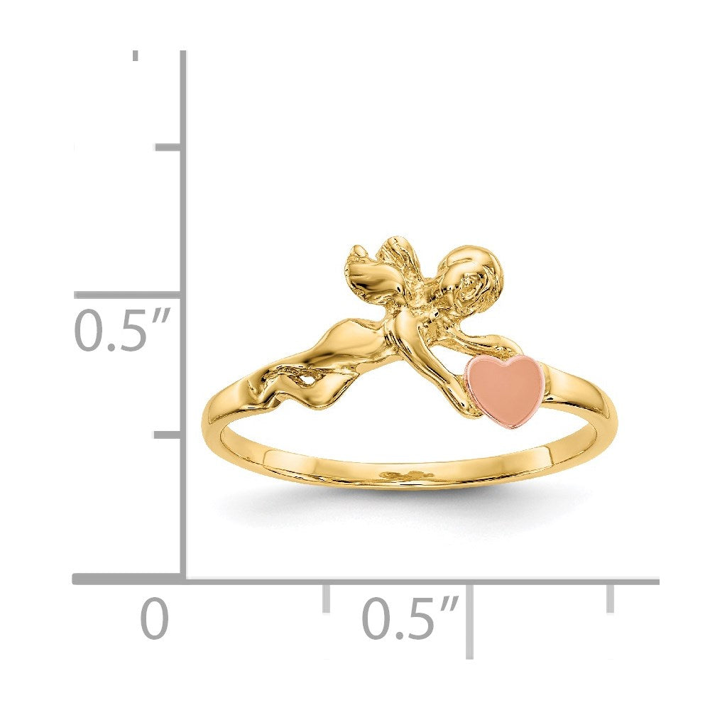 14K Two-tone Angel & Satin Heart Ring