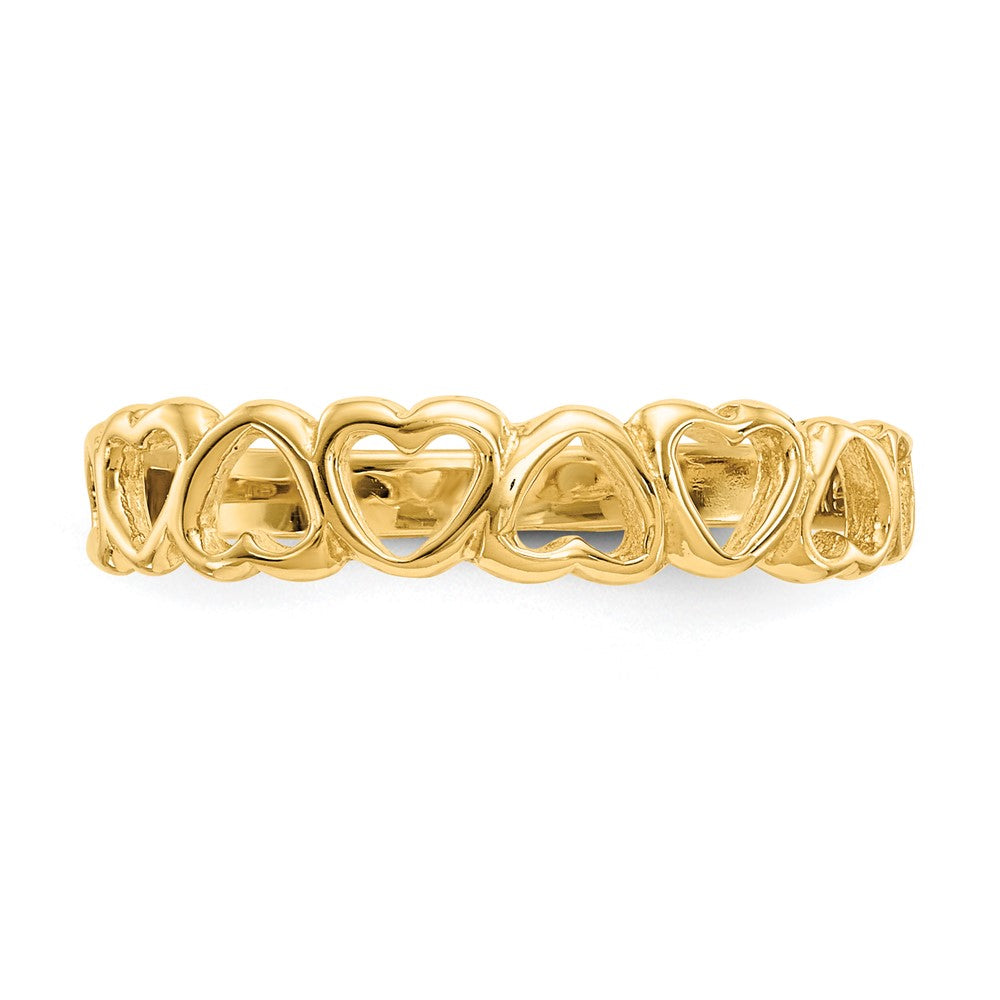 14k Polished Hearts Ring
