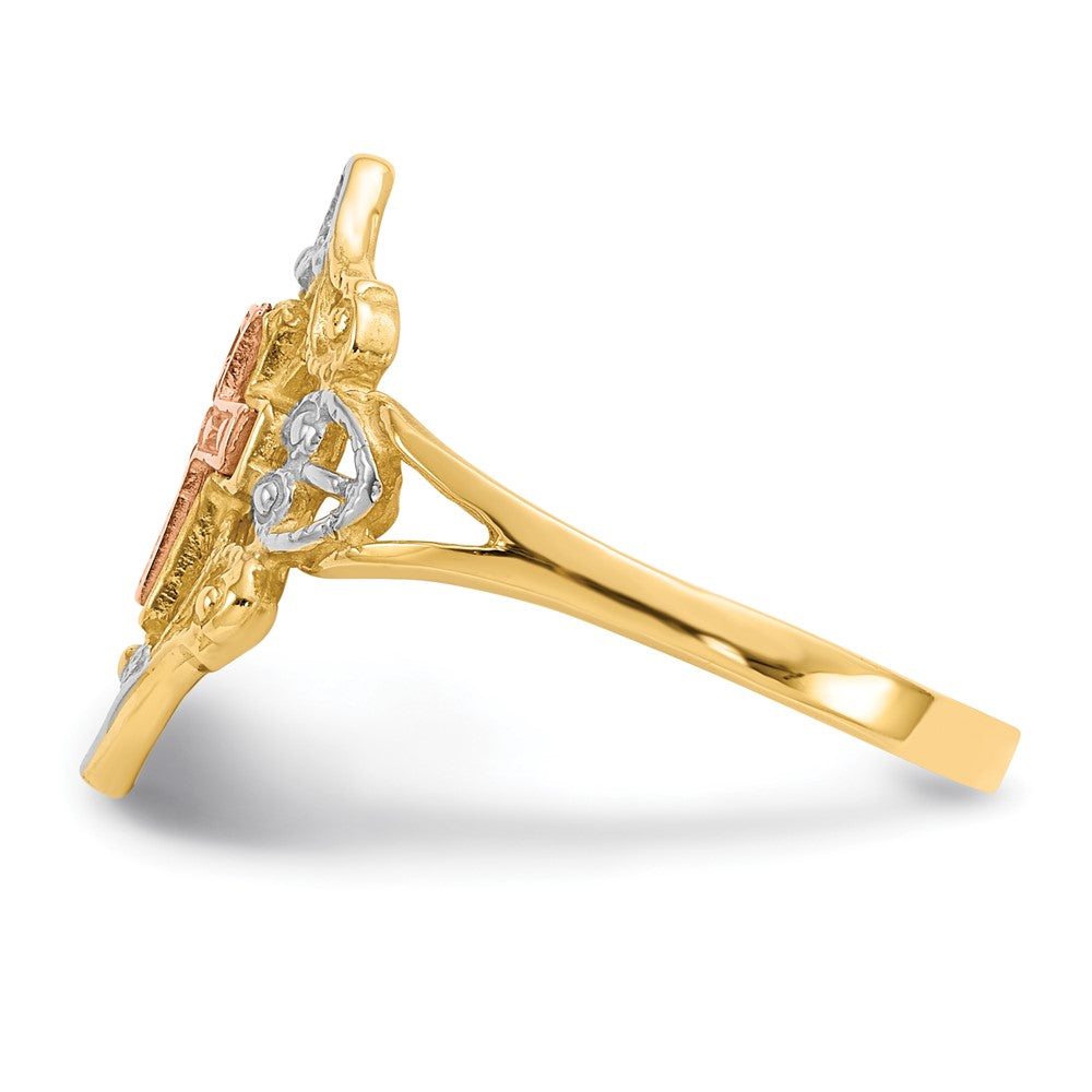 14K Two-tone w/White Rhodium Cross Ring