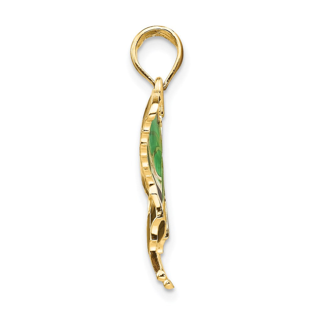 14K Green Enameled Butterly Pendant