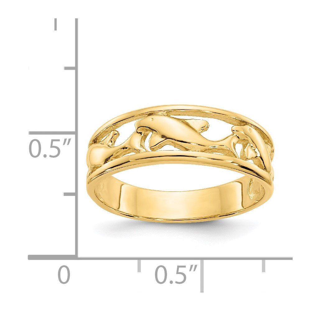 14K Triple Dolphin Band Ring
