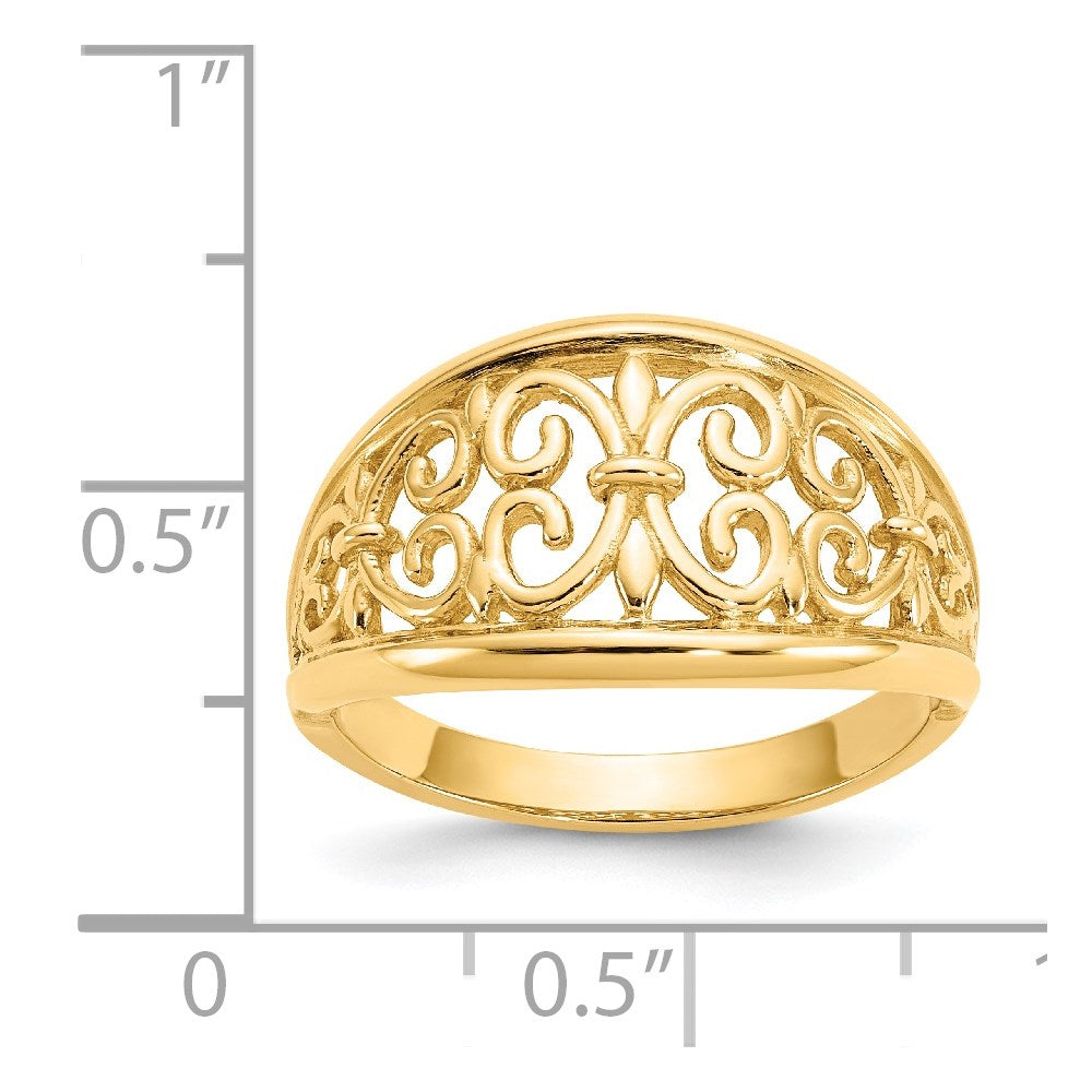 14K Fleur-De-Lis Tapered Ring