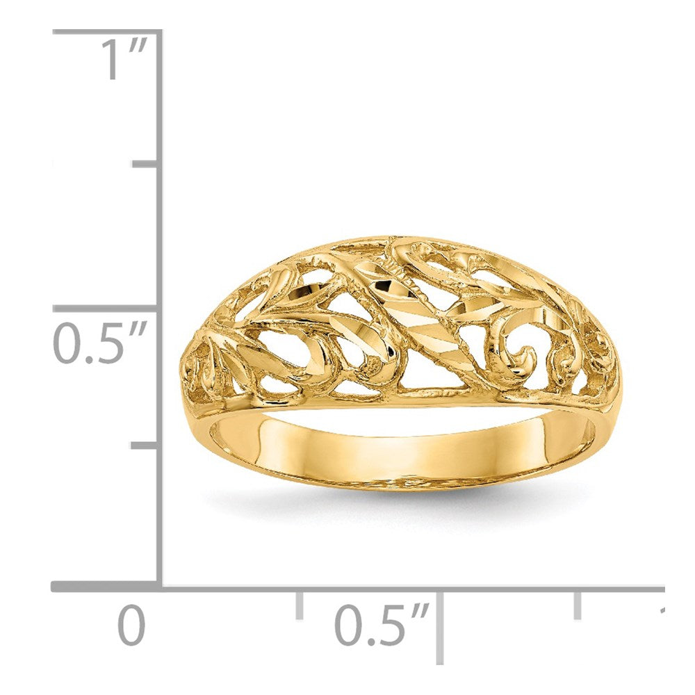 14K Paisley Diamond-cut Design Dome Ring