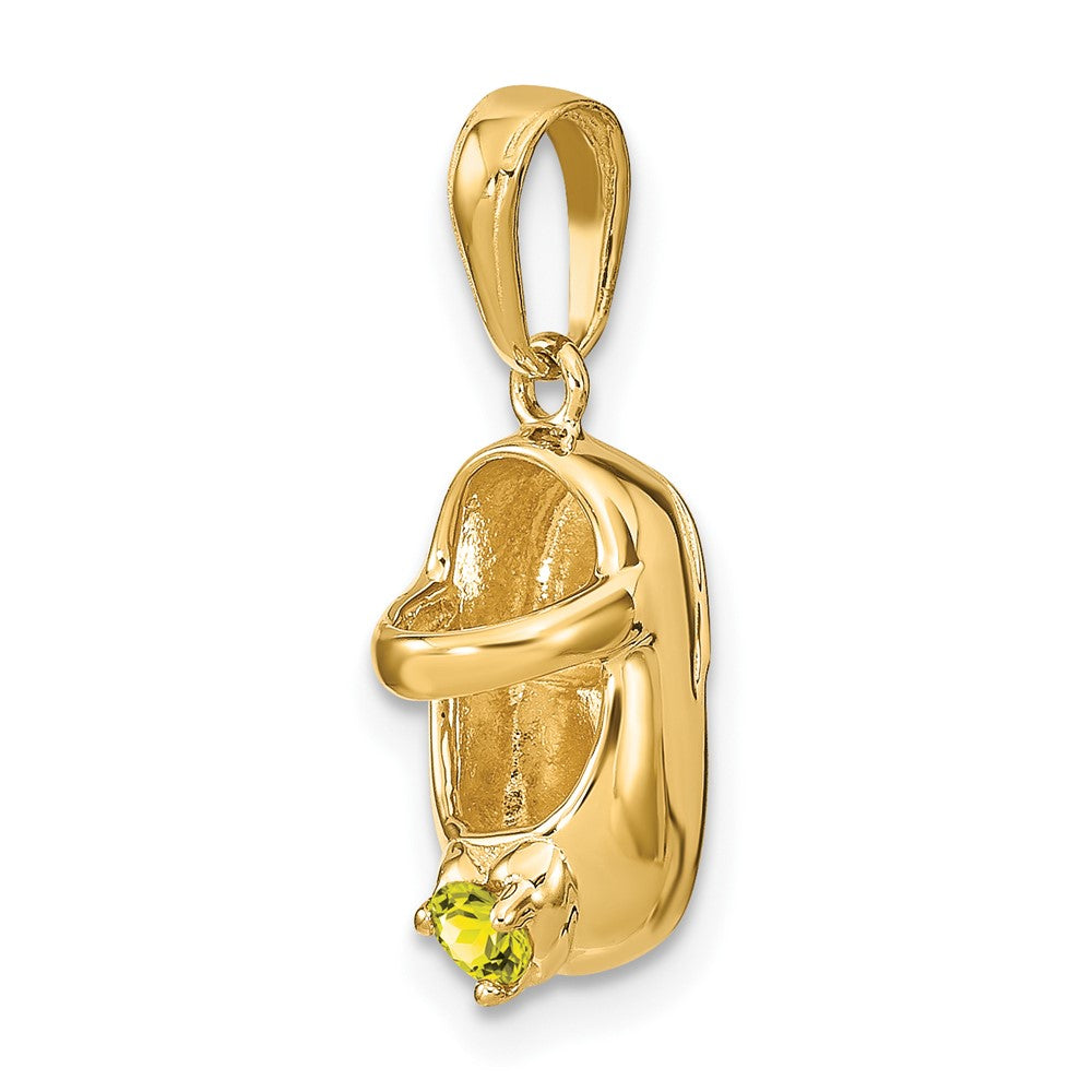 14k 3-D November/Synthetic Stone Engraveable Baby Shoe Charm