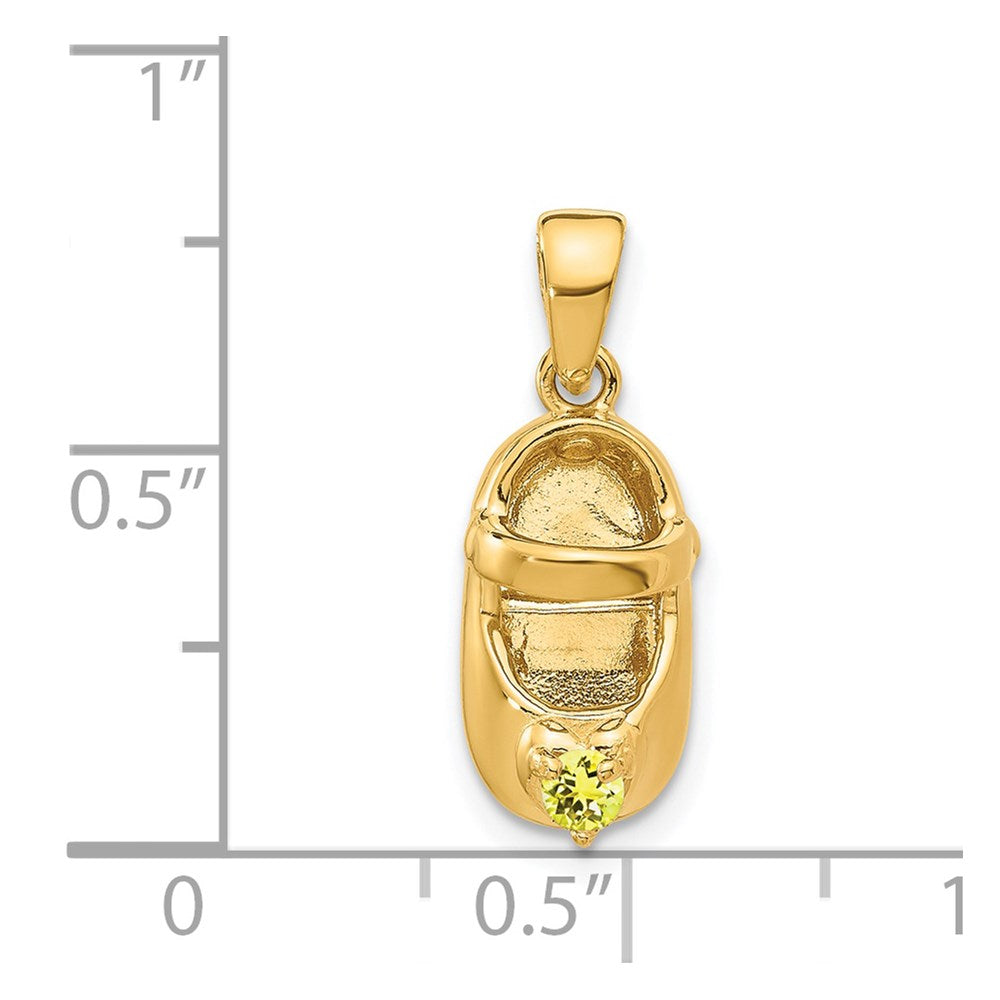 14k 3-D November/Synthetic Stone Engraveable Baby Shoe Charm
