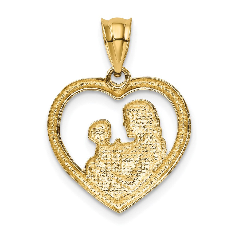 14k Polished and Satin Mom/Baby Heart Charm