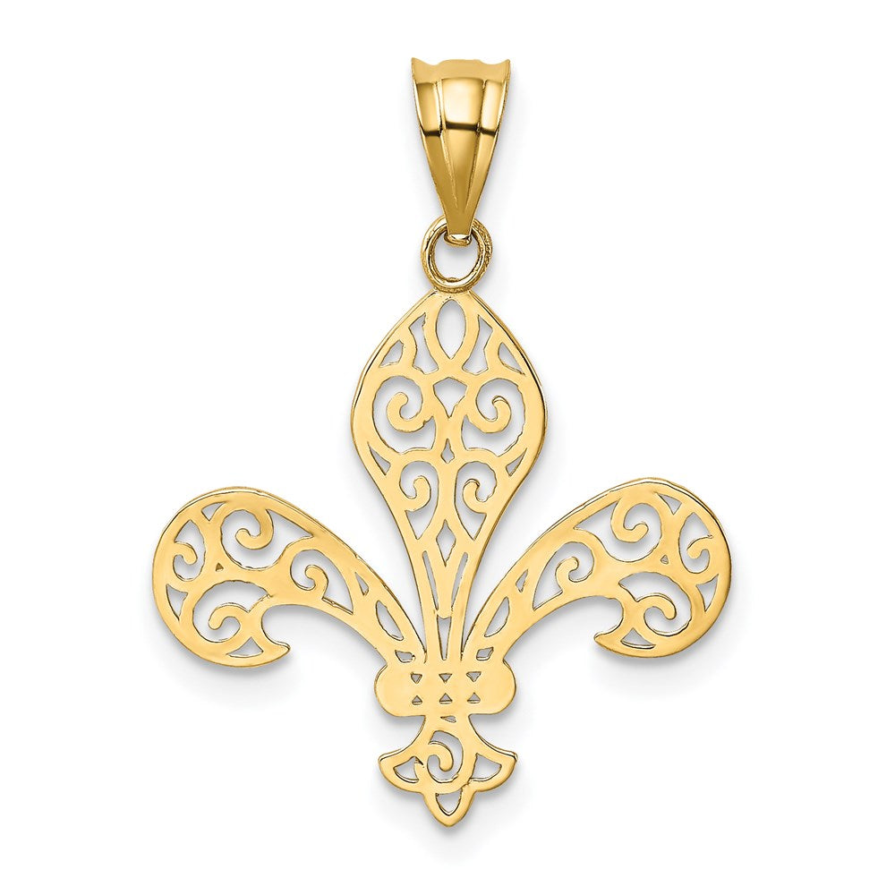 14k Filigree Fleur de Lis Pendant