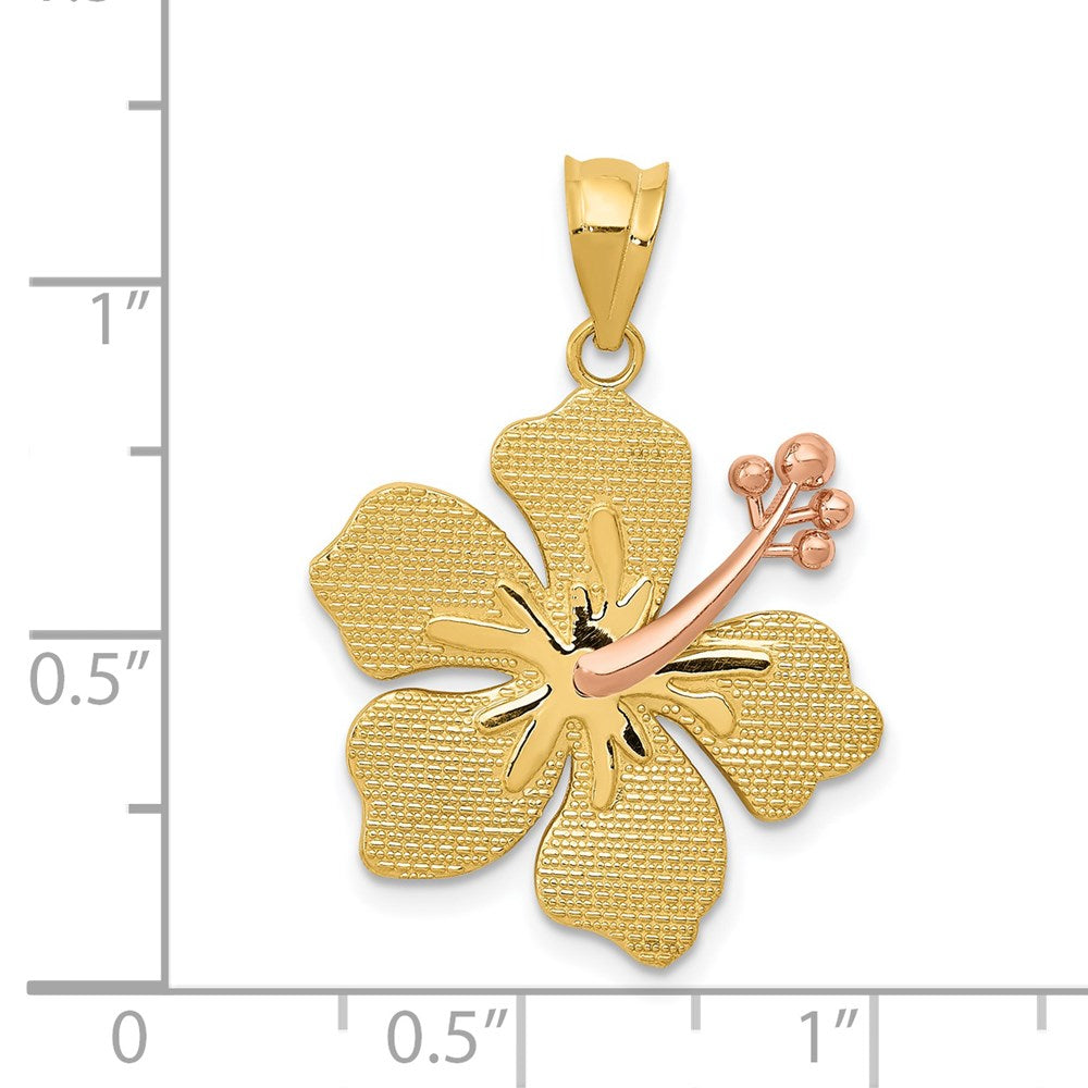 14k Two-tone Yellow/Rose Hibiscus Charm