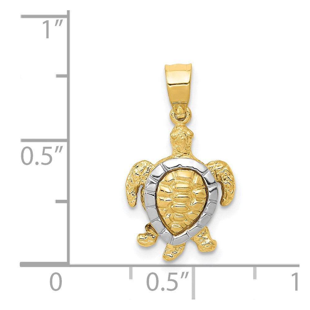 14K Two-tone Gold Turtle Charm