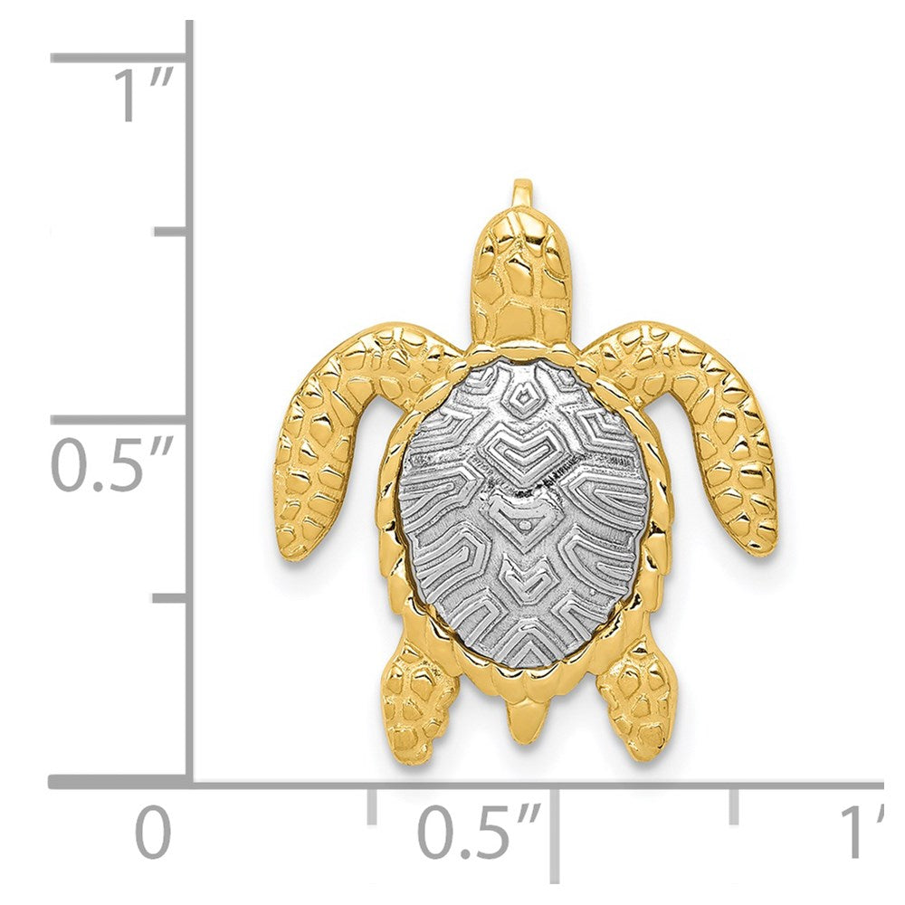 14K Two-Tone Turtle Pendant Slide